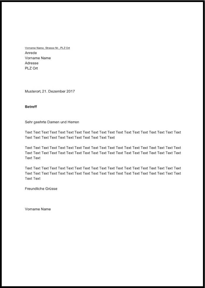 Kostenlose Vorlagen Für Word Excel Briefvorlagench