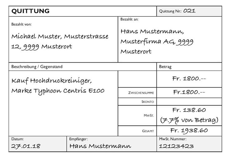 Vordruck Quittung Zum Ausdrucken