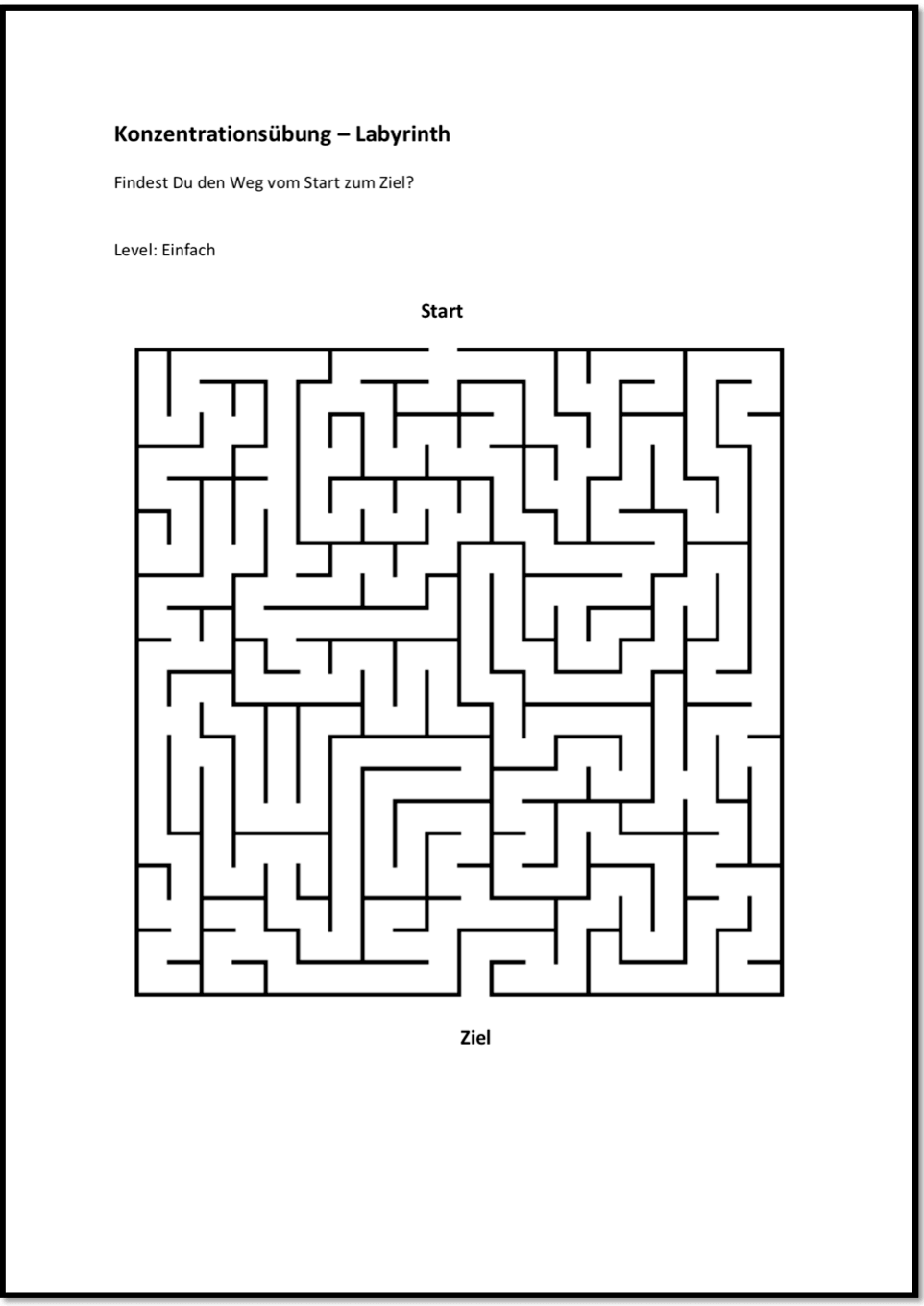 Konzentrationsübung Labyrinth