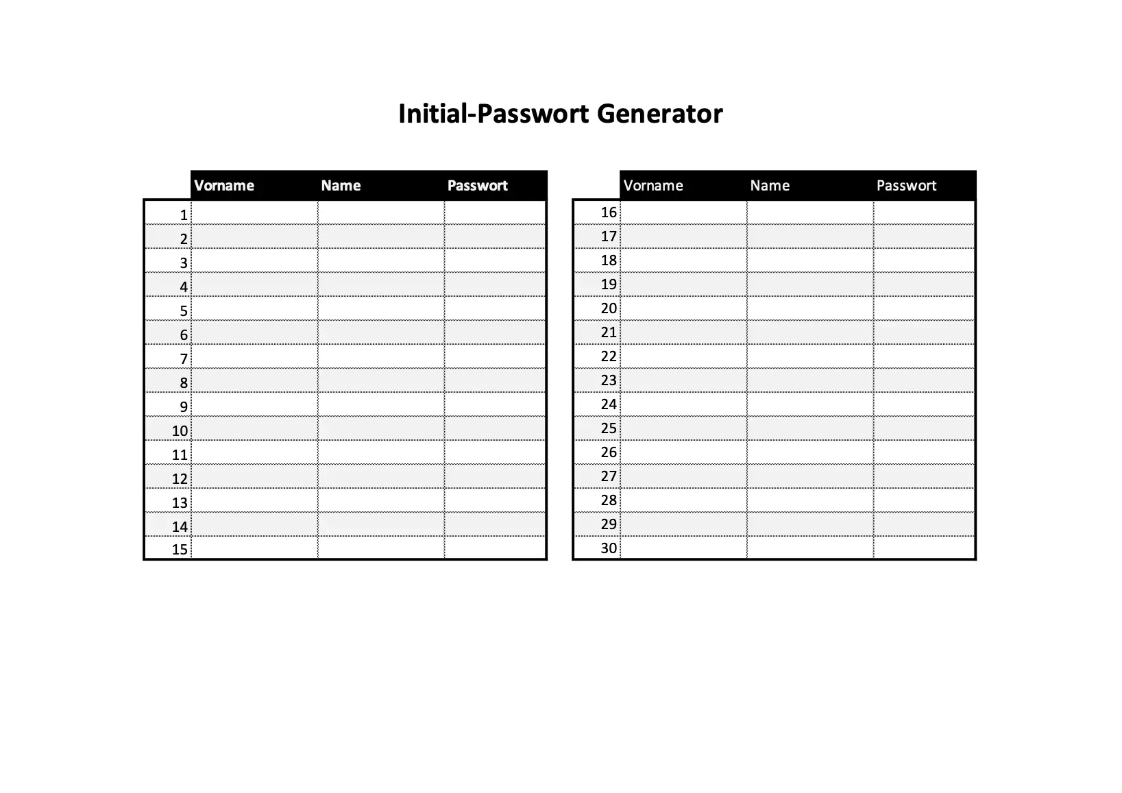 Passwortliste Generator Excel
