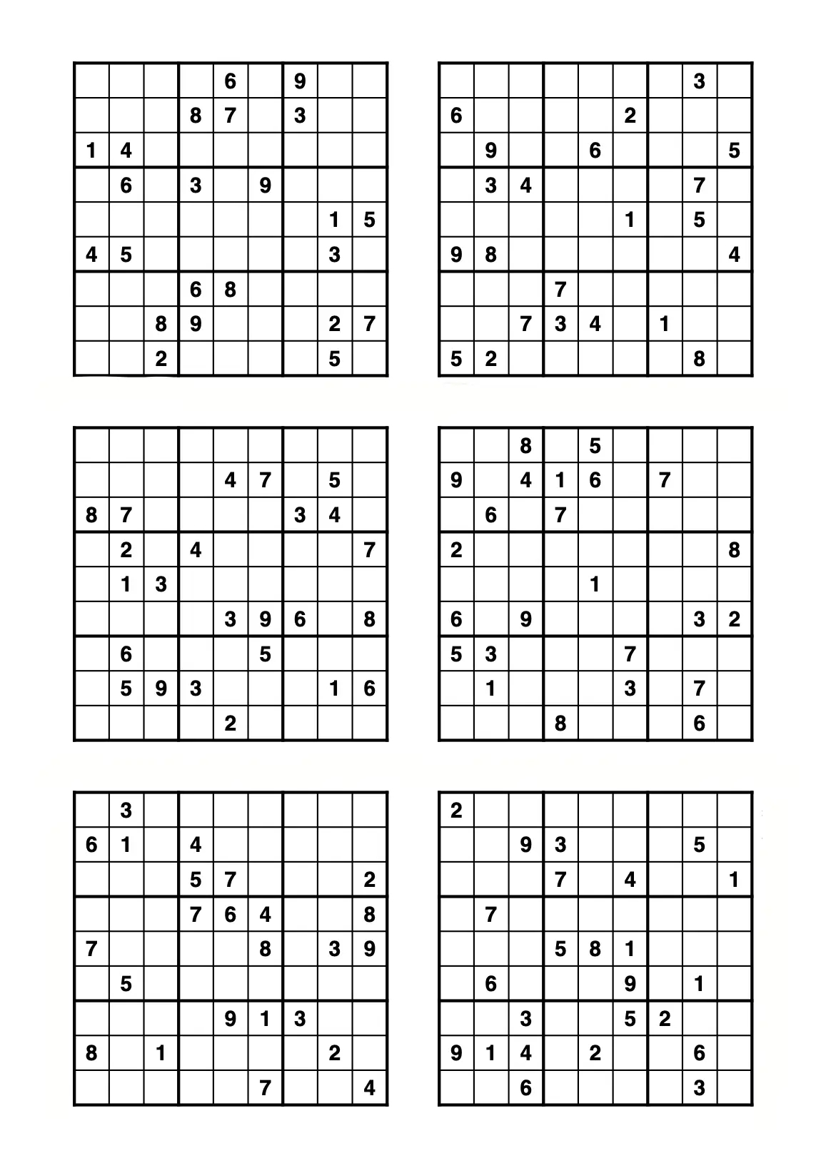kostenlose Sudoku ausdrucken
