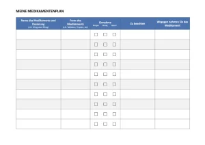 Medikamentenplan Vorlage